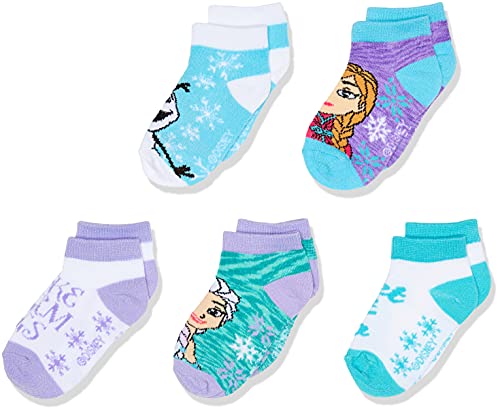 Frozen Girls 5 Pack Shorty Socks, Pink Multi, Fits Sock Size 5-6.5 Fits Shoe Size 4-7.5