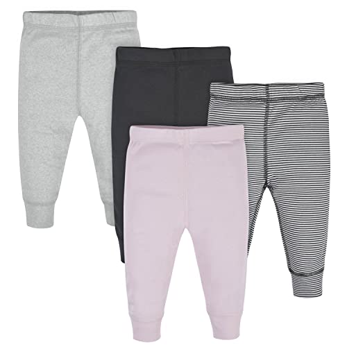 Baby Girls' 4-Pack Pants, Pink Stripe, 0-3 Months