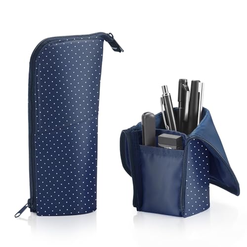 Small navy foldable pencil case for school and office