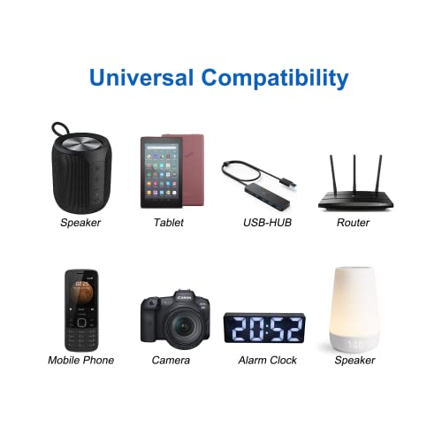 USB to DC 5V Power Charging Cable 5.5x2.1mm for Baby Monitor, Min Fan, TV Box, Camera, MP3, LED Pixel Light, Webcam with 10 Connector Tips