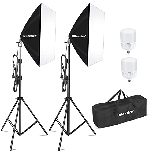 Softbox Photography Lighting Kit with 2 Bulbs