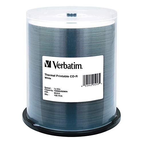 '- Disk, CD-R 80 min,White Thermal Printable100 pk Spindle,700MB, 52X