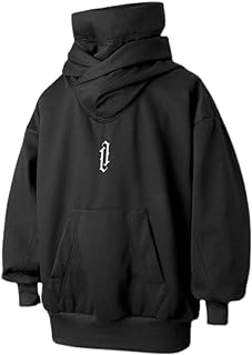Double Neckline Cotton Pullover Hoodie for Men