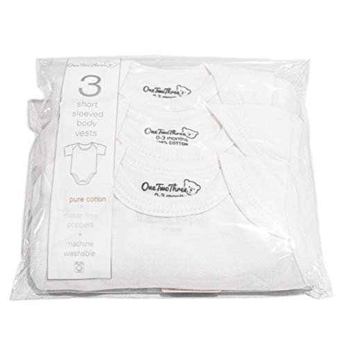 Baby Bodysuits 100% Cotton  3-Pack and 7 Pack (White 3-Pack Short Sleeve, 0-3 Months)