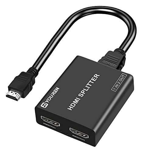HDMI Splitter with HD HDMI Cable, 1 in 2 Out 4K HDMI Splitter for Full HD 4K@30HZ 1080P 3D Splitter (1 HDMI Source to 2 HDMI Displays)