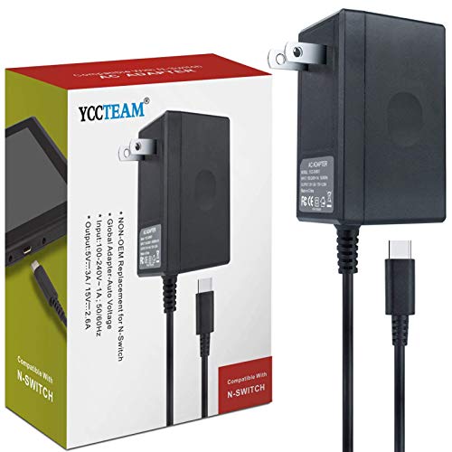 AC Adapter Charger, Charger AC Adapter Power Supply 15V 2.6A Fast Charging Kit Compatible with Switch Dock/Switch and Pro Controller (Support TV Mode),Black