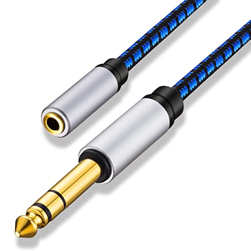 1/4 to 3.5mm Headphone Adapter 12 ft, TRS 6.35mm 1/4 Male to 3.5mm 1/8 Female Stereo Jack Audio Adapter for Amplifiers, Guitar, Keyboard Piano, Home Theater, Mixing Console, Headphones