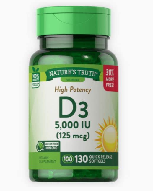 D3 5000 IU Softgel, 130 Count