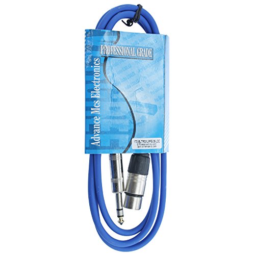 1/4" TRS to 3 Pin XLR Female Pro Audio Patch Cable Balanced and Shielded (6 Foot Feet ft Long, Blue)