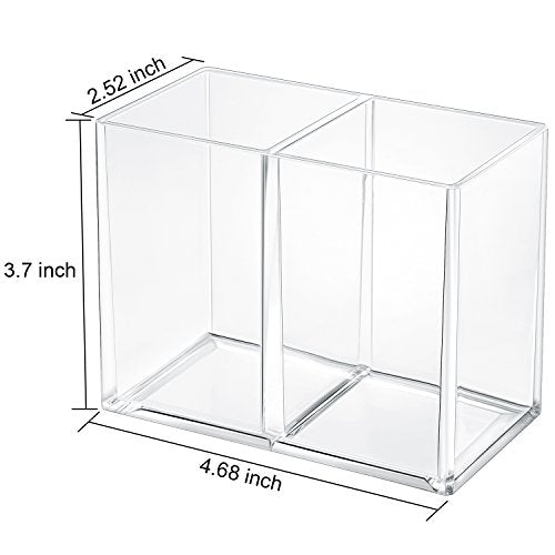 Acrylic Pencil and Brush Holder with Two Compartments