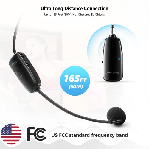 UHF Wireless Microphone Headset, 165ft Range, Working Time 6H, 1/4''Plug, Wireless Headset Mic Handheld Mic 2 in 1, for Karaoke Speaker, Amplifier, Mic Speakers, PA System, Teaching, Fitness