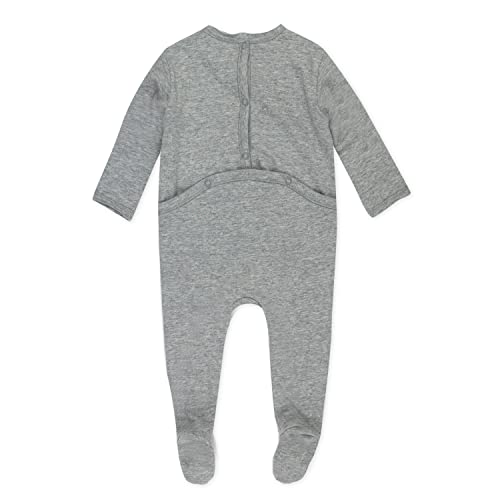 Cotton Union Suit Coverall, Gray Heather, 0-3 Months