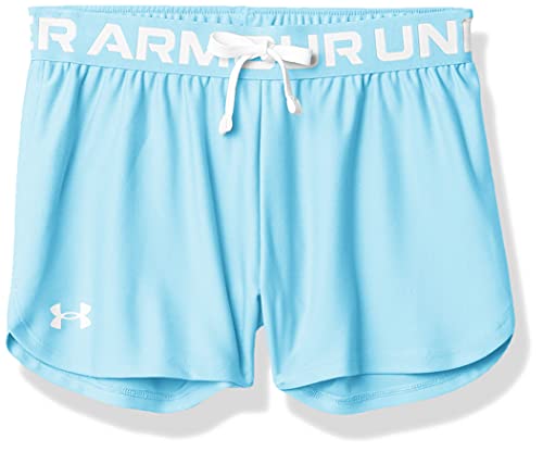 Girls' Play Up Solid Shorts , Sky Blue (914)/White , Medium