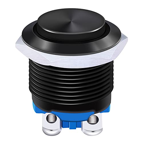 /16mm Waterproof Black Metal Shell Momentary Raised Top Push Button Switch 3A/12~250V SPST 1NO Start Button for car Modification SwitchQuality Assurance for 1 Years M-16-BK-G