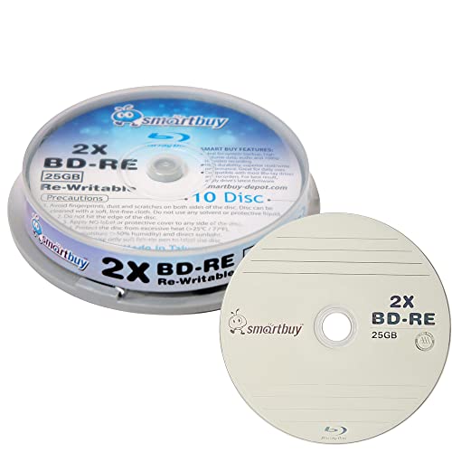 10 Pack 2X 25GB Blue Blu-ray BD-RE Rewritable Branded Logo Blank Bluray Disc