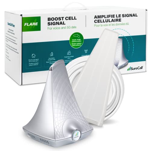 Flare 3.0 Cell Signal Booster for Home & Office up to 3500 sq ft, Boosts 5G/4G LTE, Yagi Outdoor Antenna, Multi-User All Carrier, Verizon AT&T Sprint T-Mobile, FCC Approved, USA Company