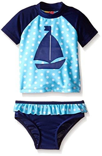 Girls' Sail Away Rashguard Set, Blue, 3-6 Months