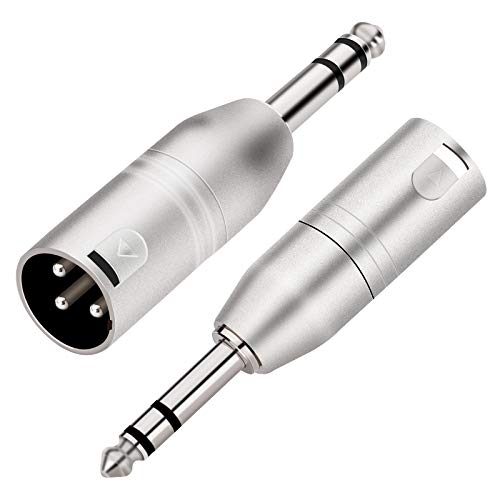 1/4" TRS to XLR Adapter, Balanced Quarter Inch 6.35mm Male to XLR Male Adapters - 2 Pack