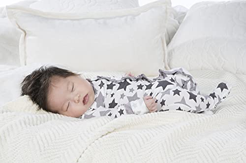 Essentials Print Classic Ruffle Footie with Snaps, Soft Bamboo Viscose Sleepwear, One-Piece Baby Clothes ( /Rain Stars - 0-3 Months)