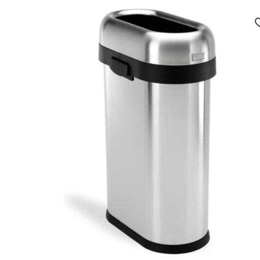 50 Liter  13.2 lon Slim Open Top Trash Can, Commercial Grade Heavy Gauge Brushed Stainless Steel