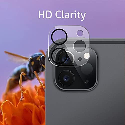 2 Pack Screen Protector for iPad Pro 12.9 2020 4th & 2021 5th + 2 Pack Camera Lens Protector,Tempered Glass Anti-Scratch Case Friendly, Compatible with Face ID & Apple Pencil