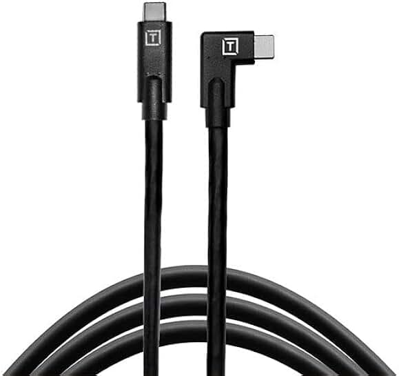15-foot USB-C to USB-C cable, right angle, black