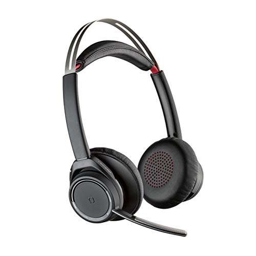 Plantronics - Voyager Focus UC () - Bluetooth Dual-Ear (Stereo) Headset with Boom Mic -USB-A Active Noise Canceling -Connects to PC/Mac Compatible - Works with Teams (), Zoom (w/o Stand)