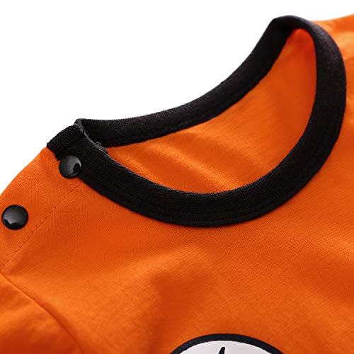 Baby Infant Baby Girls Boy Bodysuit Romper Goku Modeling Short Sleeve Triangle Cotton Jumpsuit+Bibs, Orange, 3 Months