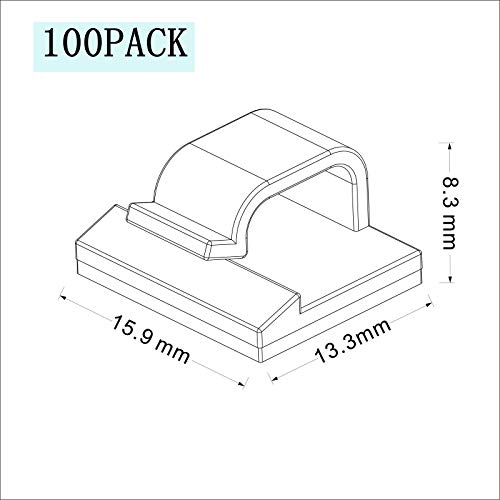 100 Pieces Adhesive Cable Clips, Cable Organizer Cord Holder, Cable Wire Management for Car, Home and Office (Black)