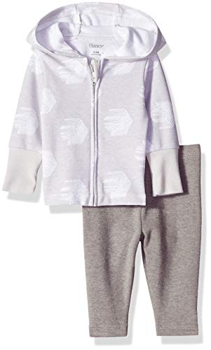 Ultimate Baby Flexy 2 Piece Set  Pant with Zippin Knit Hoodie , Grey Fun, 0-6 Months