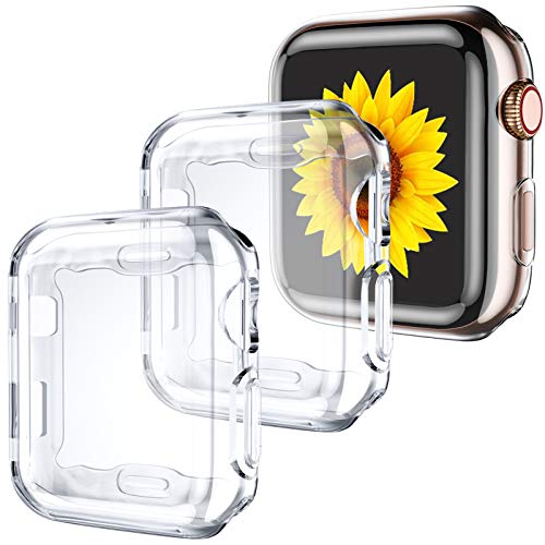 3 Pack Compatible with Apple Watch Case 38mm,Soft HD High Sensitivity Screen Protector with TPU All Around Anti-Fall Bumper Protective Case Cover for iWatch Series 3/2/1 38mm(3 Clear)