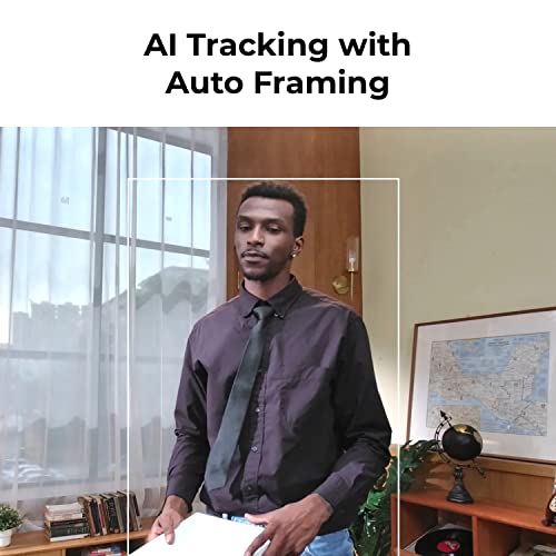 Tiny PTZ 4K Webcam, AI Powered Framing & Autofocus, 4K Video Conference Camera with Dual Omni-Directional Microphones, Auto tracking with 2 axis gimbal,HDR,60 FPS,Low-Light Correction,Streaming