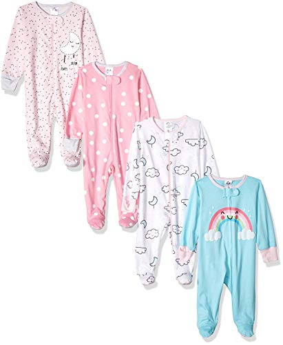 Baby Girls' 4 Pack Sleep 'N Play Footie, Cloudy, 0-3 Months