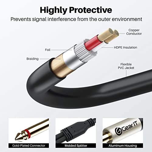 1/4 inch TRS Stereo to Dual 1/4 inch Y-Splitter Insert Cable (15ft) 1/4 Inch Male Jack to Dual 1/4inch(6.35mm) Male TS Mono Breakout Cable Audio Patch Quarter Inch Cord - 15 feet