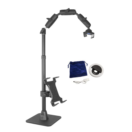 Gooseneck Phone and Tablet Holder with Ring Light