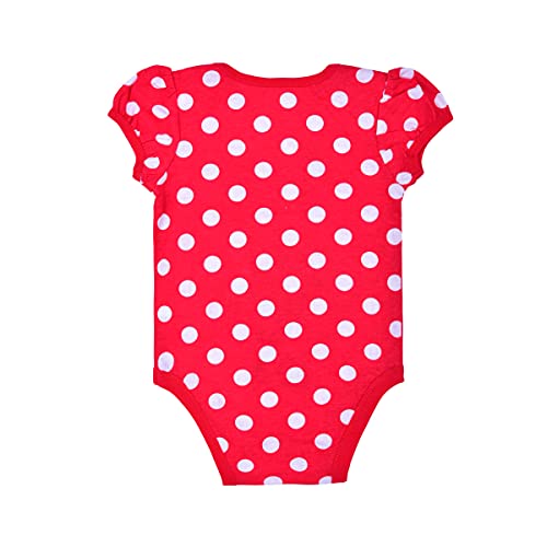 Baby-Girls 1 Minnie Bodysuit and 2 Minnie Face Bibs To Attach To The Bodysuit, Red, 6-9 Months (3-Piece)