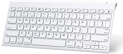 Bluetooth Keyboard for iPad, Rechargeable Stainless Steel Wireless Keyboard for iPad 9th/ 8th/ 7th Generation 10.2, iPad Air 4/3, iPad pro 12.9/11/10.2/9.7, iPad Mini 6/5/4 and iPhone, White