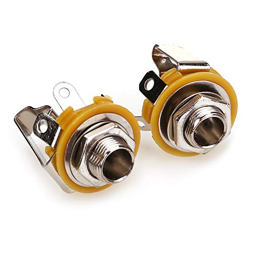 1/4" Jacks Female TRS Stereo Panel Mount Jack, Patch Cables, Snakes - TS Female Mono 1/4 Inch Phono 6.35mm Phone Plug Bulk - 2 Pack