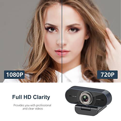 Webcam with Microphone, 1080p Web Camera Manual Focus, 100-degree FOV, Plug and Play, USB Computer Camera for Zoom/Skype/Teams/Webex, PC Mac Desktop, Conferencing and Video Calling