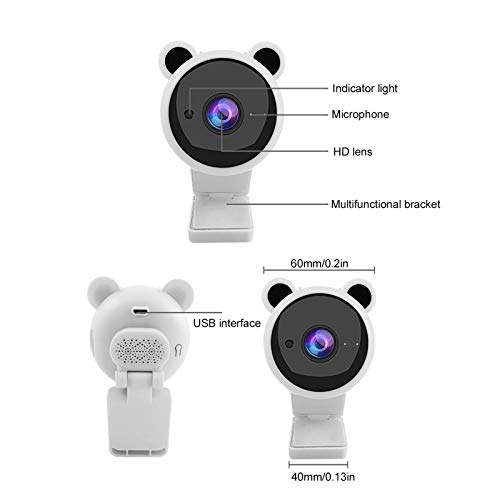 1080P USB Computer Camera Compatible,HD Video Recording Digital Webcam BuiltIn Microphone for Live Broadcast/Video Call Recording Conferencing/Live Streaming(White)