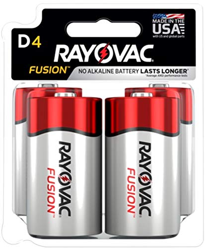 Fusion Premium D Cell Alkaline Batteries, 4 Pack