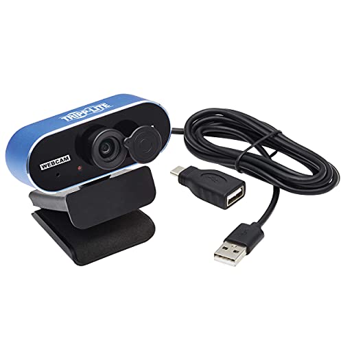 USB Webcam with Microphone & Privacy Cover for Laptop/Desktop, HD 1080p/30fps, Included USB-C Adapter, Universal Rotating Mounting Clip, H.264 Video Compression, 3-Year Warranty (AWC-002)