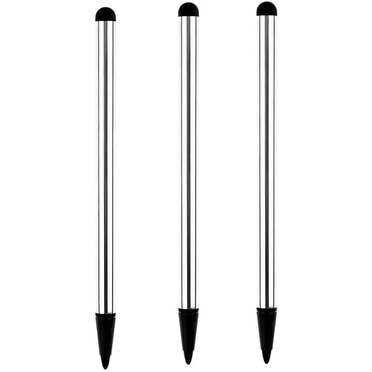Set of three silver stylus pens for phones and tablets