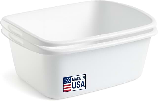 2-Pack Plastic Dish Pans for Kitchen Sink, 12 Quarts