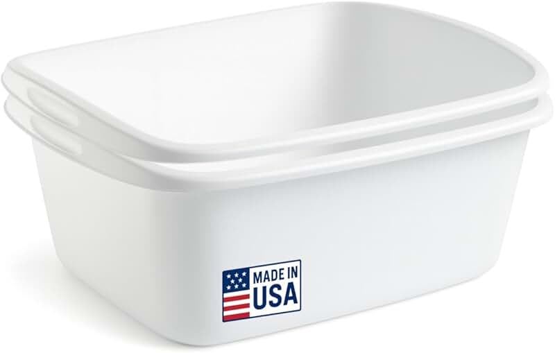 2-Pack Plastic Dish Pans for Kitchen Sink, 12 Quarts