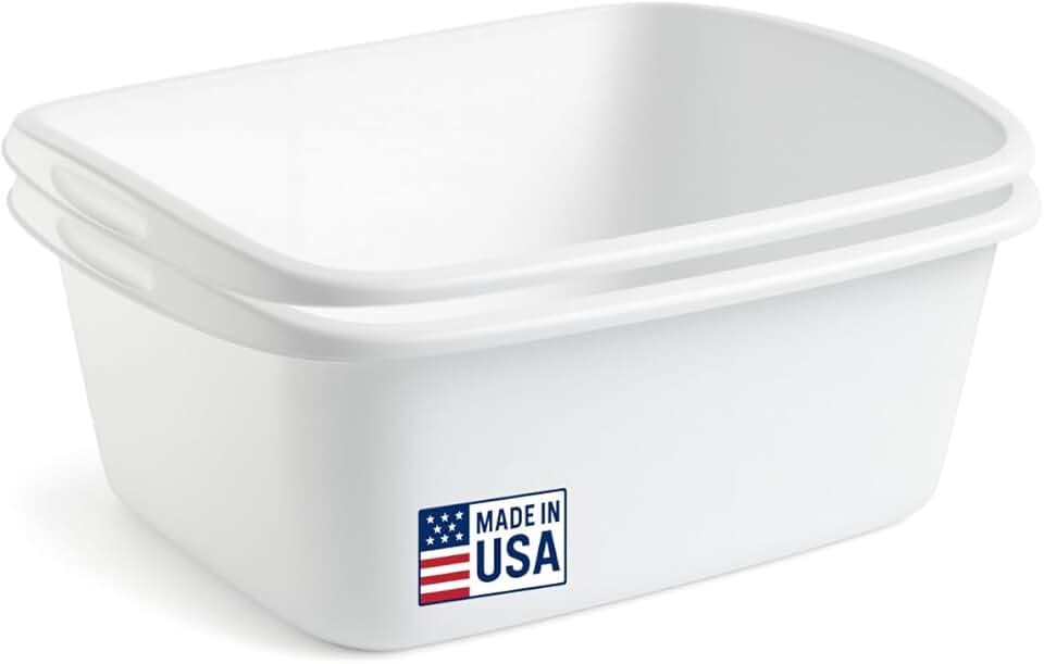 2-Pack Plastic Dish Pans for Kitchen Sink, 12 Quarts