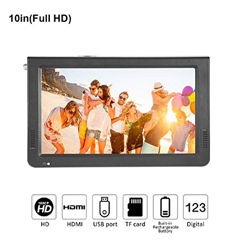 10 Inch Portable Digital Television , 16:9 ATSC HD Multimedia Interface Video Player Color TFT LED Display TV with Rechargeable Battery Support USB TF Card for Car ,Caravan ,Outdoor ,Kitchen