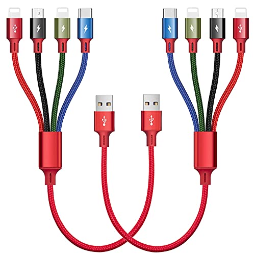 2-Pack 1Ft Multi USB Charging Cables with 3A Power