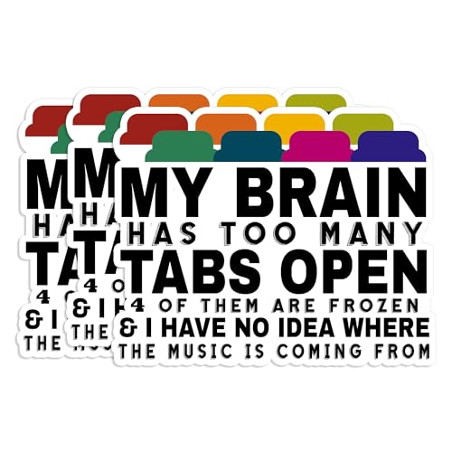 Set of 3 Funny Brain Has Too Many Tabs Open Stickers