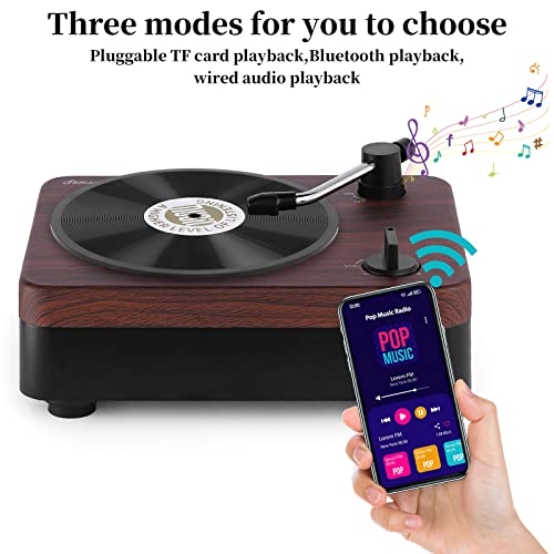 Bluetooth Speaker, Vinyl Record Player Old Fashioned Classic Style, Bluetooth 5.0, Rechargeable, Up to 50 Hours of Playtime, Support TF Card, Wired Audio, Bluetooth Speakerphone for Home Party Travel